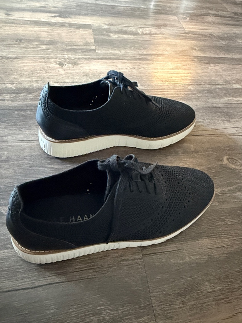 Cole Haan Black Knit Derby Sneaker with White Sole